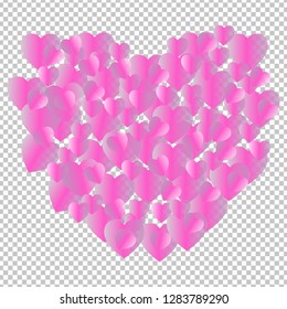Valentine's Day. Colorful hearts on a transparent background. Vector illustration