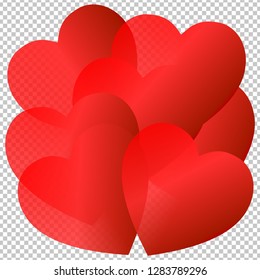 Valentine's Day. Colorful hearts on a transparent background. Vector illustration