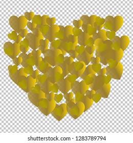 Valentine's Day. Colorful hearts on a transparent background. Vector illustration