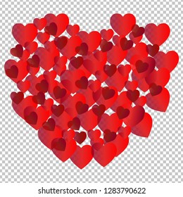 Valentine's Day. Colorful hearts on a transparent background. Vector illustration