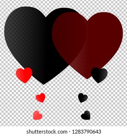 Valentine's Day. Colorful hearts on a transparent background. Vector illustration