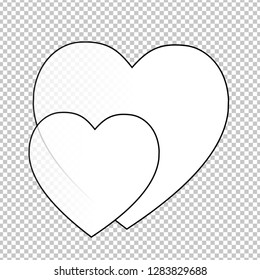 Valentine's Day. Colorful hearts on a transparent background. Vector illustration