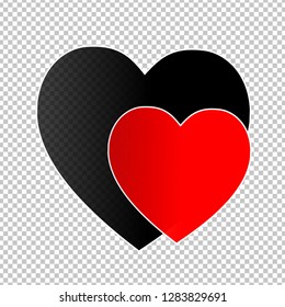 Valentine's Day. Colorful hearts on a transparent background. Vector illustration