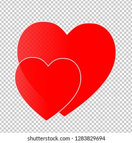Valentine's Day. Colorful hearts on a transparent background. Vector illustration