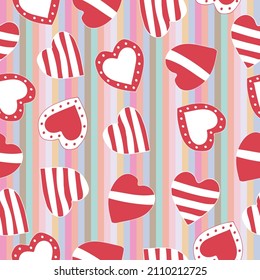 Valentines day colorful hearts seamless pattern. Perfect for textile, wedding card, invitation and fabrics.