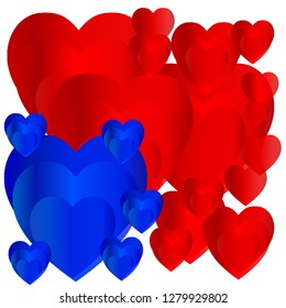 Valentine's Day. Colorful hearts. Vector illustration