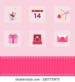 Valentines Day Colorful Icons. Vector Illustration. Love Holiday.