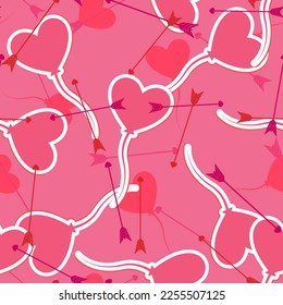 Valentines Day Colorful Seamless Pattern Textile Wallpaper. Template for 14 February Holiday Background.