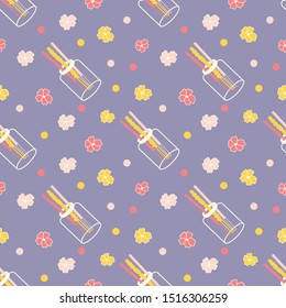 Valentines day colorful sweet pocky and floral pattern