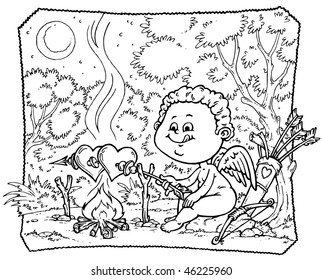 Valentine's Day Coloring - Crazy Cupid Barbecue