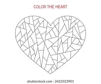 Valentine's Day coloring page. Color the heart worksheet for kids. Educational game	