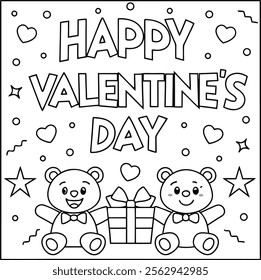 Valentine's Day coloring page line art