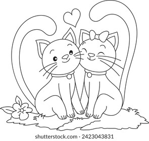 Valentine's Day Coloring Pages for Kids, Cute Kitten Coloring Pages for Kids 