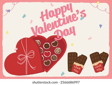 Valentine's Day commemorative illustration.
It's a high-quality chocolate box with chocolate and a cute confession of love.