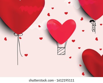 Valentine's Day concept background with doodle design and heart. 