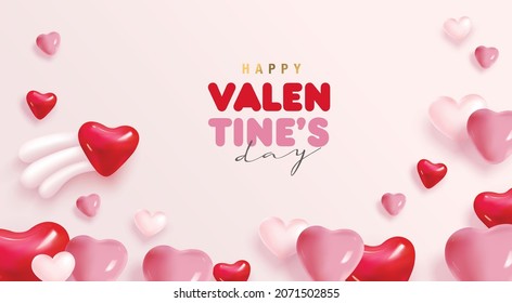 Valentine's day concept background with heart shape balloons. Happy Valentines day vector sale banner, flyer, invitation, poster, background design