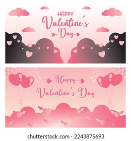 Valentine's day concept background. Heart and cloud vector illustration. Cute sale banner or greeting card