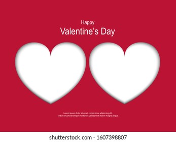 Valentine's day concept background. Paper cut in heart shape with copy space. Romantic banner or greeting card.