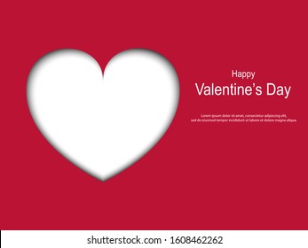 Valentine's day concept background. Paper cut in heart shape with copy space. Romantic banner or greeting card.
