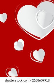 Valentine's day concept background, paper hearts. Vector illustration.Cute love sale banner or greeting card