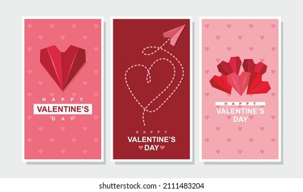 
Valentine's day concept background. Red and pink paper hearts with a white square frame. Cute love sale banner or greeting card