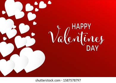 Valentine's day concept background. Vector illustration. White paper hearts on red background. Cute love sale banner or greeting card