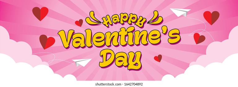 Valentine's day concept background. Vector illustration. 3d red  paper hearts. Cute love sale banner or greeting card