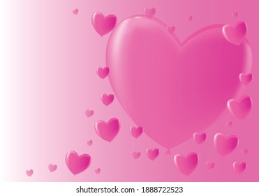 Valentine's day concept background. Vector illustration. 3d red and pink hearts . Cute love sale banner or greeting card