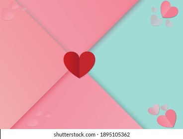Valentine's day concept background, Vector illustration, paper hearts Cute love sale banner or greeting card