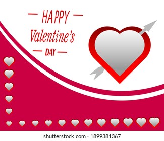 Valentine's day concept background. Vector illustration. red and white paper hearts with white square frame. Cute love sale banner or greeting card