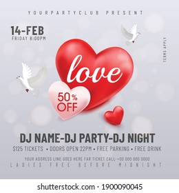 Valentine's day concept background. Vector illustration. 3d hearts . Cute love sale banner or greeting card. flyers, invitation, posters, brochure, banners.