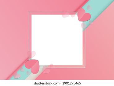 Valentine's day concept background, Vector illustration, paper hearts Cute love sale banner or greeting card