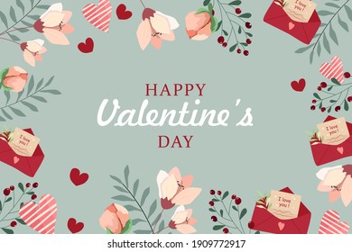 Valentine's Day concept background. Vector illustration.Cute love sale banner or greeting card