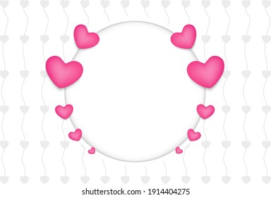Antecedentes del concepto de San Valentín. Ilustración vectorial. corazones rosados con marco redondo.