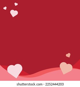 Valentine's day concept background. Vector illustration. 3d red and pink paper hearts with white square frame. Cute love sale banner or greeting card