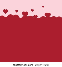 Valentine's day concept background. Vector illustration. 3d red and pink paper hearts with white square frame. Cute love sale banner or greeting card