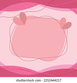 Valentine's day concept background. Vector illustration. 3d red and pink paper hearts with white square frame. Cute love sale banner or greeting card
