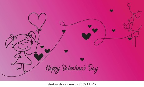 Valentine's day concept background. Vector illustration. Red and pink heart shapes, for banner or greeting card printing needs