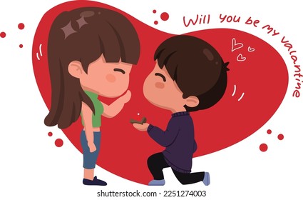 Valentine's day concept banner with couples, gift box, flowers and a lot of hearts.