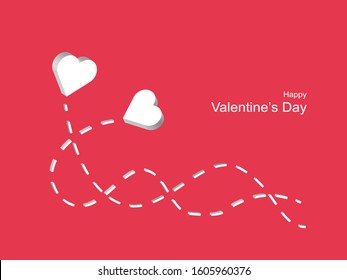 Valentine's day concept banner. Floating of 3d hearts like a balloon. Romantic greeting card. vector illustration.