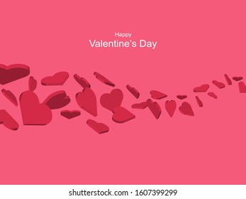 Valentine's day concept banner. Floating of 3d hearts like a balloon. Romantic greeting card. vector illustration.