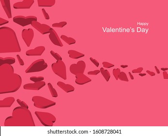 Valentine's day concept banner. Floating of 3d hearts like a balloon. Romantic greeting card. vector illustration.