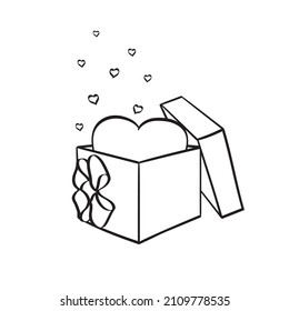 Valentine's Day concept, a big heart as a gift. A box with a bow. A gift, a surprise. To my beloved