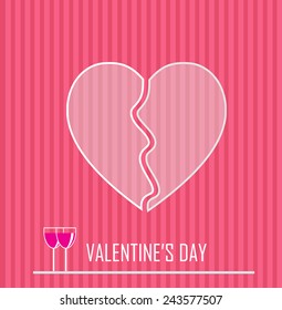 Valentines day concept with a broken hearth vector artwork 