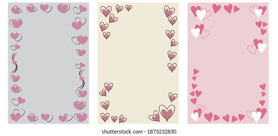 Valentine's day concept decoration with Heart symbols. Hearts frame illustration for design, cards, frame, wallpaper and background.