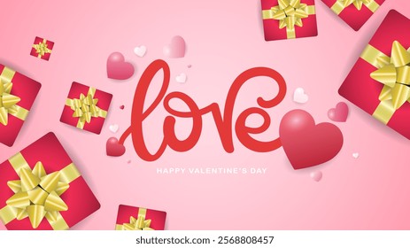 Valentine's Day concept, Flat Modern design, Cute love sale banner or greeting card,  illustration Vector EPS 10