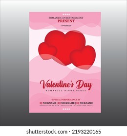 Valentine's day concept Flyer Design. Vector illustration. hearts with Love. Cute love Flyers.