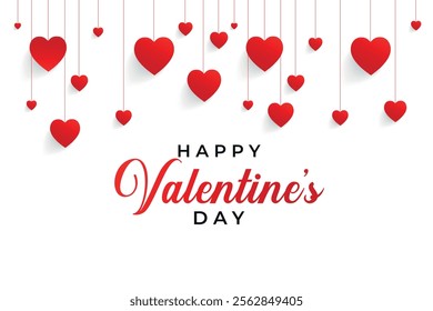 Valentine's Day concept frame. Vector illustration. 3d red and pink paper hearts on a geometric background. Cute love sale banner or greeting card