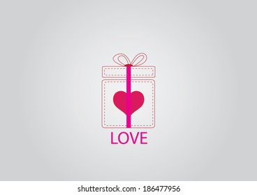 Valentine's day concept with gift box and heart 