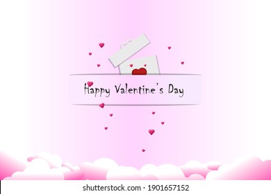 Valentine's day concept with gift box and heart symbol suitable for gifts, advertisements and promotions. Eps10 vector illustration